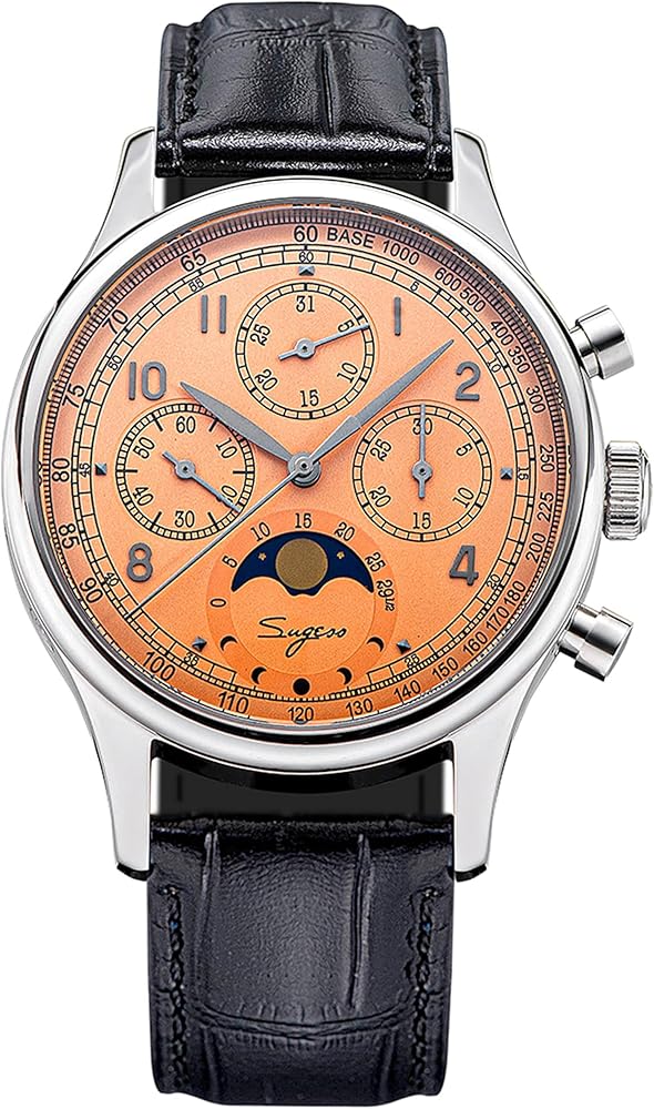 Amazon.com: Sugess MoonPhase Master Gold Swan Neck 40mm S389-2.02